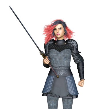 bir kadın şövalye 3d cg render
