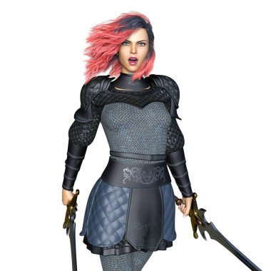 bir kadın şövalye 3d cg render