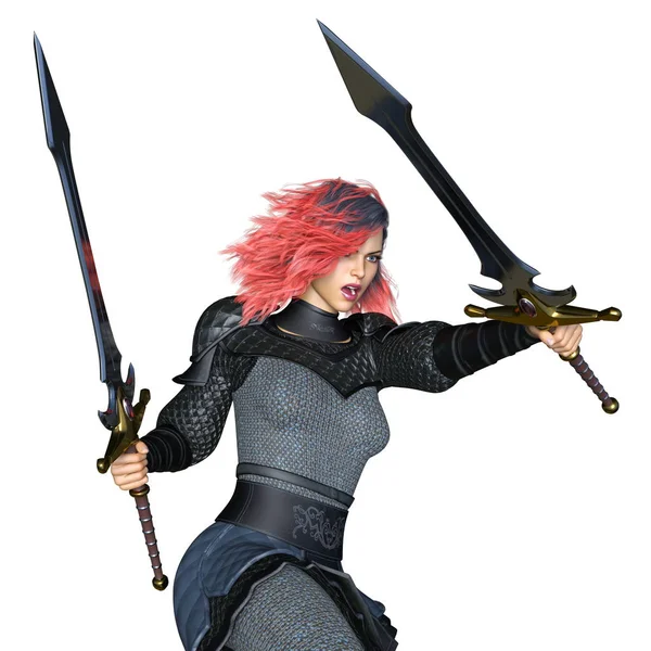 bir kadın şövalye 3d cg render