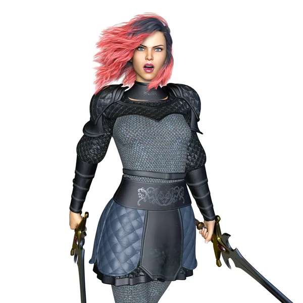 bir kadın şövalye 3d cg render