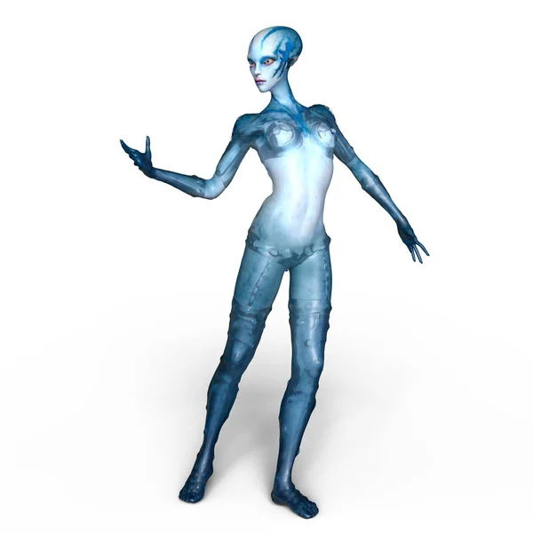 Rendering 3D CG di un alieno femmina — Foto Stock