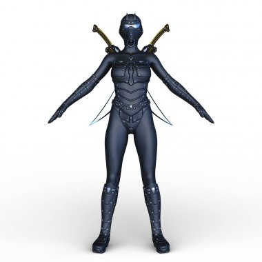 bir kadın cyborg fencer 3d cg render