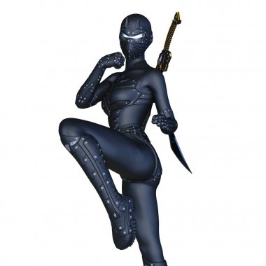 bir kadın cyborg fencer 3d cg render