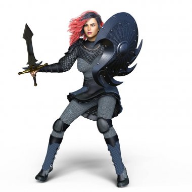 bir kadın şövalye 3d cg render