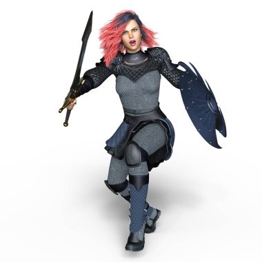 bir kadın şövalye 3d cg render