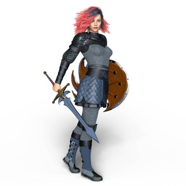 bir kadın şövalye 3d cg render