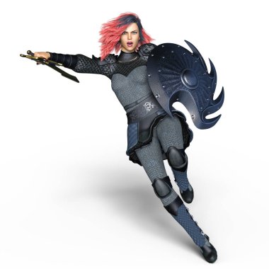 bir kadın şövalye 3d cg render