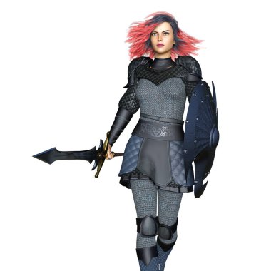 bir kadın şövalye 3d cg render