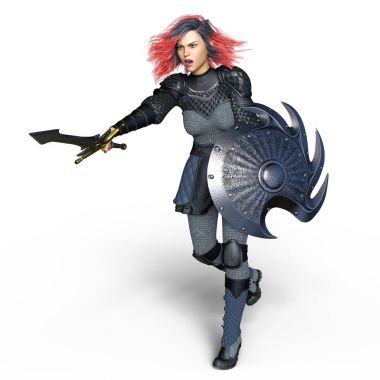 bir kadın şövalye 3d cg render