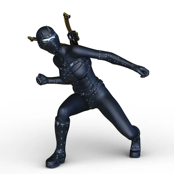 3D CG renderização de uma esgrima cyborg fêmea — Fotografia de Stock