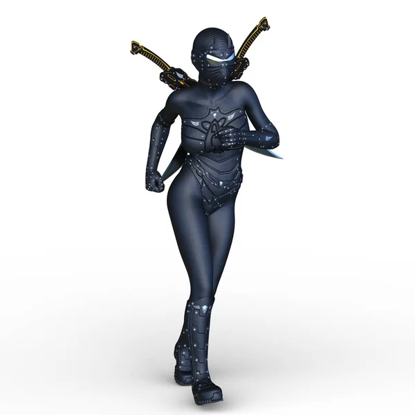 3D vykreslování cg samice kyborg šermíř — Stock fotografie