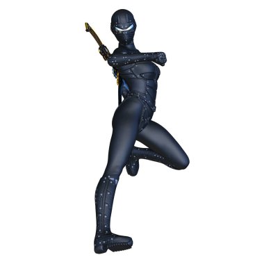 bir kadın cyborg fencer 3d cg render