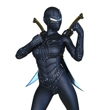 bir kadın cyborg fencer 3d cg render