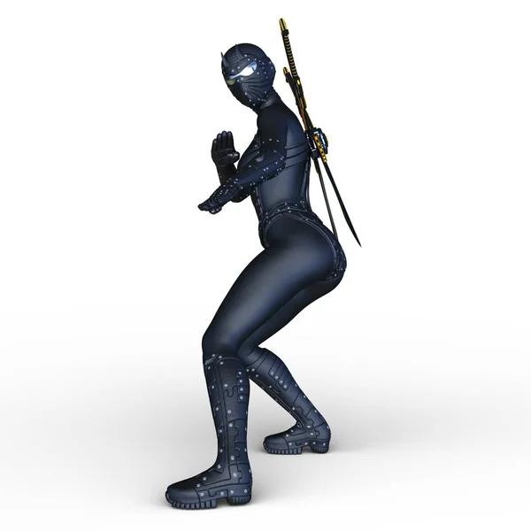 3D CG rendering of a female cyborg fencer — Stock Photo, Image