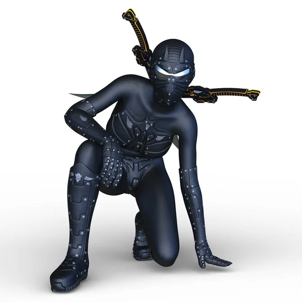 メスのサイボーグ剣士の 3 d cg のレンダリング — ストック写真