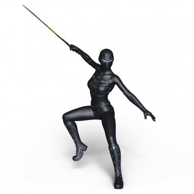 bir kadın cyborg fencer 3d cg render