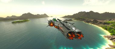 bir uzay gemisi 3d cg render