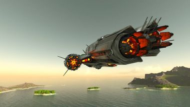 bir uzay gemisi 3d cg render