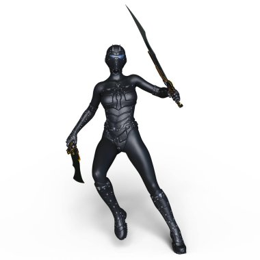 bir kadın cyborg fencer 3d cg render