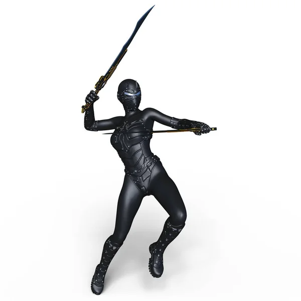 3D CG rendering of a female cyborg fencer — Stock Photo, Image