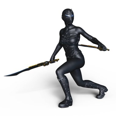 bir kadın cyborg fencer 3d cg render