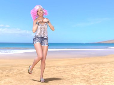 genç bir kadının 3d cg işleme