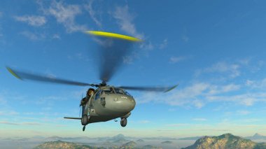 bir helikopter 3d cg render