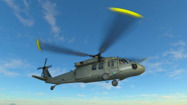 bir helikopter 3d cg render