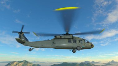 bir helikopter 3d cg render