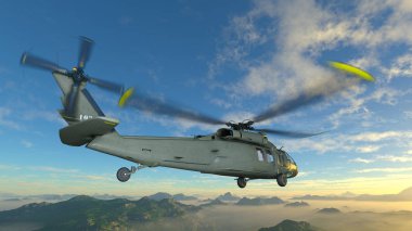 bir helikopter 3d cg render