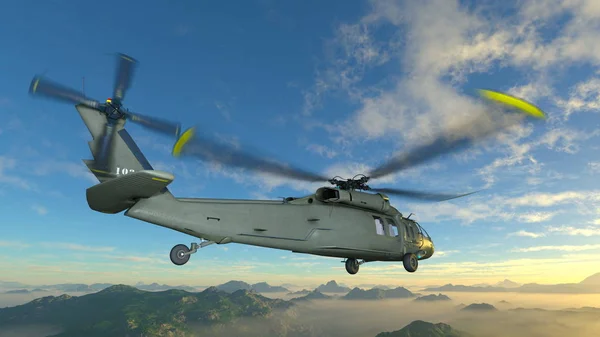 Rendering 3D CG di un elicottero — Foto Stock
