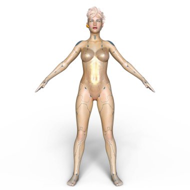 3d cg işleme bir kadın robot