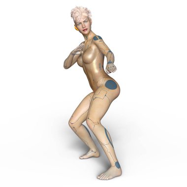 3d cg işleme bir kadın robot