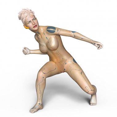 3d cg işleme bir kadın robot