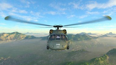 bir helikopter 3d cg render