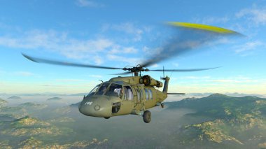 bir helikopter 3d cg render