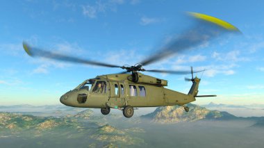 bir helikopter 3d cg render