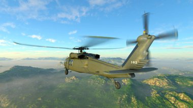 bir helikopter 3d cg render