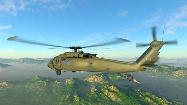 bir helikopter 3d cg render