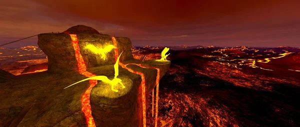 3D vykreslování cg sopka pevnosti — Stock fotografie