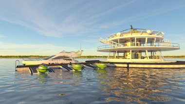 offshore heliport 3d cg render