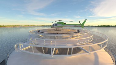 offshore heliport 3d cg render
