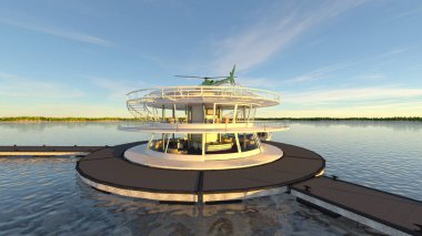 offshore heliport 3d cg render