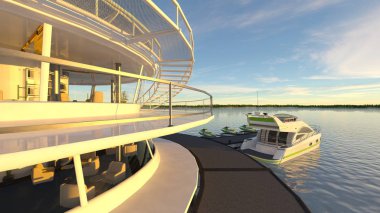 offshore heliport 3d cg render