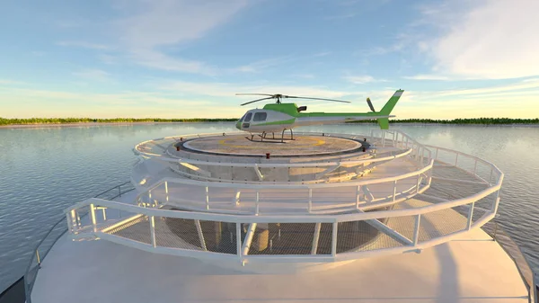 offshore heliport 3d cg render