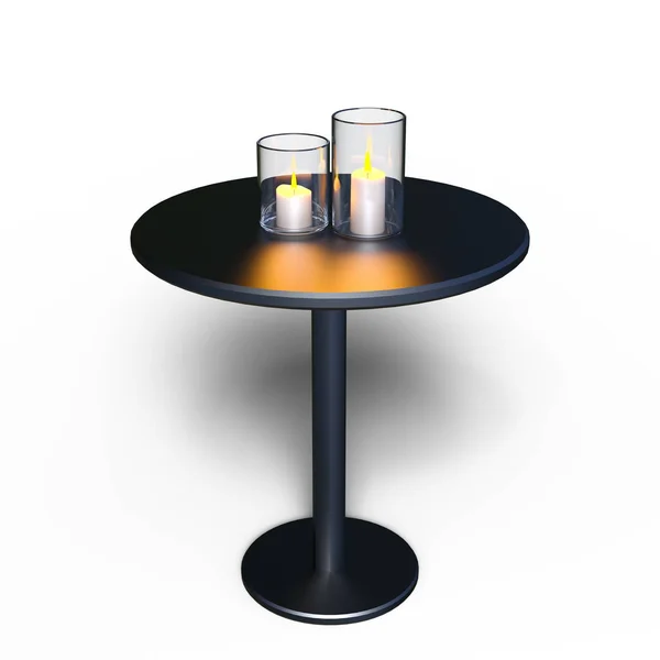 3D CG визуализация свечи и бокового стола — стоковое фото