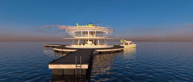 offshore heliport 3d cg render