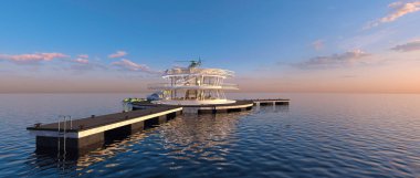 offshore heliport 3d cg render