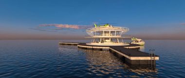offshore heliport 3d cg render