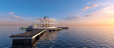 offshore heliport 3d cg render